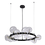 Люстра круглая подвесная с 15-ю прозрачными шарообразными плафонами из стекла Iona chandelier варинант исполнения - 6 | Loft Concept во Владивостоке