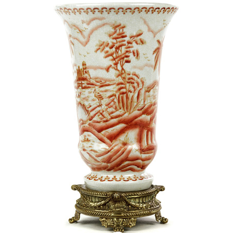 Фарфоровая ваза Seascape Chinoiserie Белый Бронза Коралловый во Владивостоке | Loft Concept 