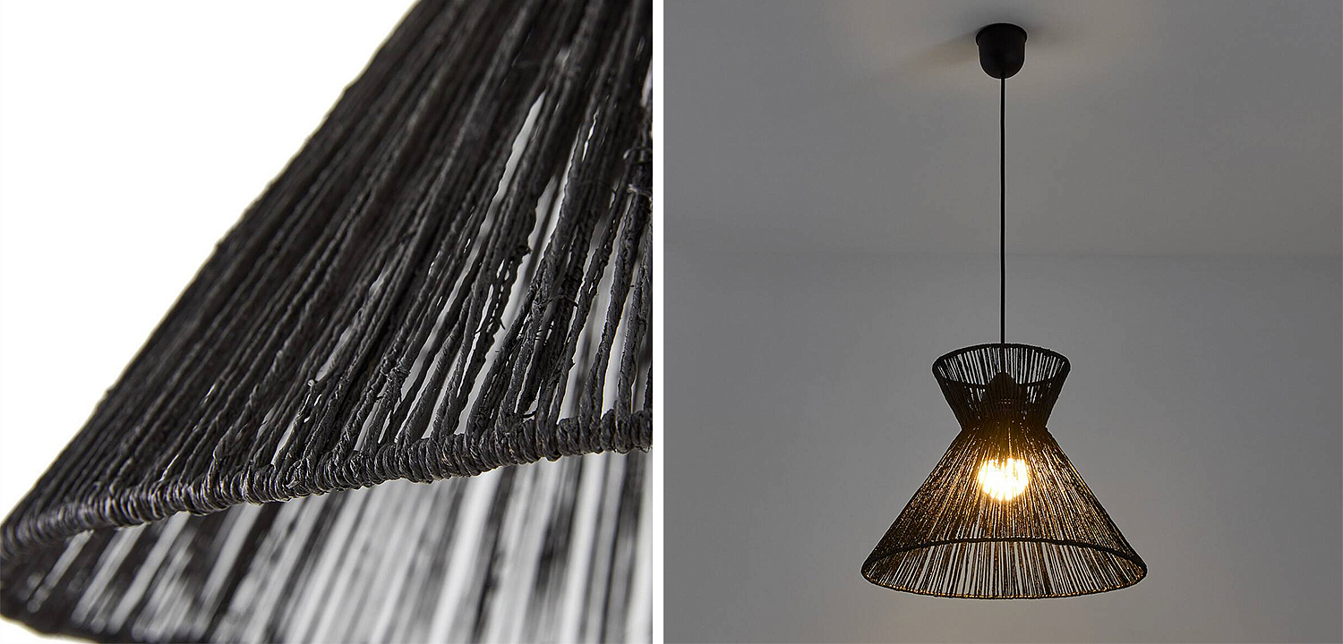 Подвесной светильник Signe Wicker Hemp Black Horn Подвесной светильник Signe Wicker Hemp Black Horn - Loft-Concept во Владивостоке