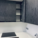 Угловой кухонный гарнитур Жемчужный белый Серый Clarke Kitchen Set White Grey варинант исполнения - 5 | Loft Concept во Владивостоке