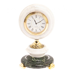 Часы настольные бронзовые из натуральных камней Мрамор и Змеевик Stone Clock варинант исполнения - 7 | Loft Concept во Владивостоке