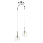 Подвесной светильник с 2-мя рельефными прозрачными плафонами из стекла и основанием цвета Хром Perforated Glass Bubbles варинант исполнения - 1 | Loft Concept во Владивостоке