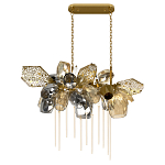 Люстра подвесная с 22-мя гранёными стеклянными плафонами с вертикальными подвесками Gilded Mirage  варинант исполнения - 2 | Loft Concept во Владивостоке