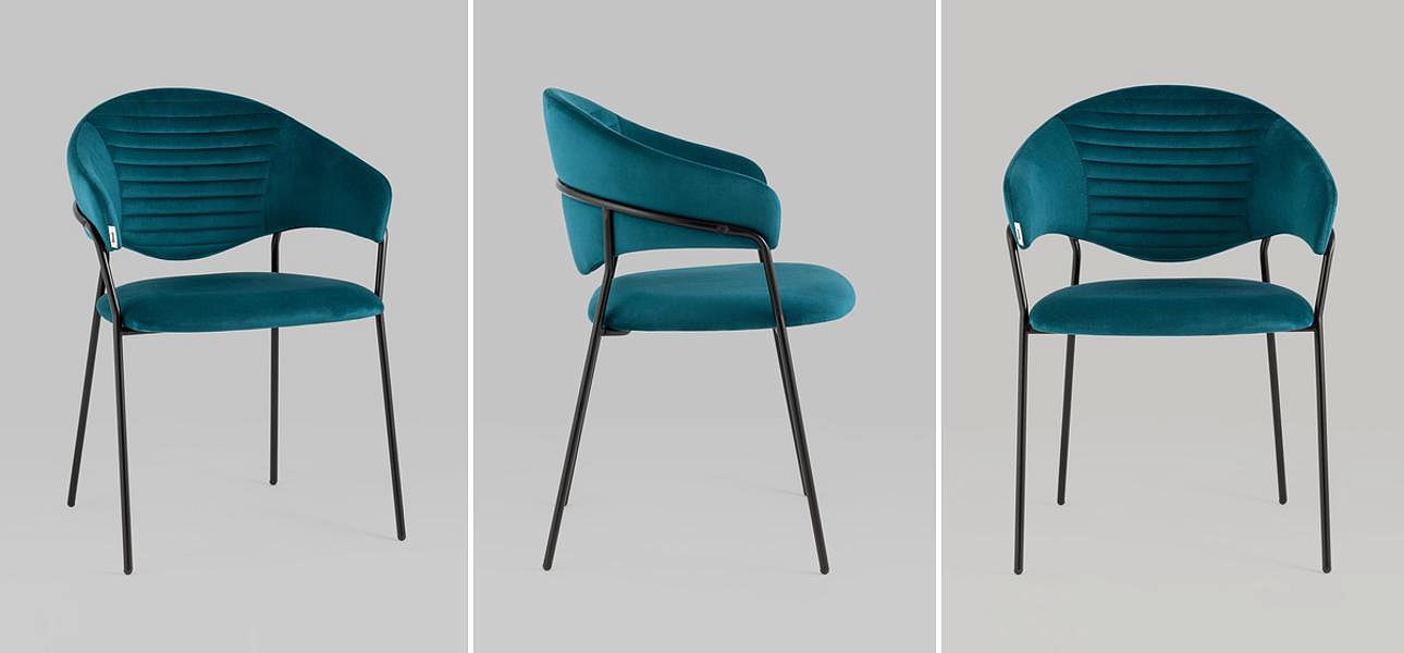 Стул Alexis Chair Сине-Зеленый Велюр Стул Alexis Chair Сине-Зеленый Велюр - Loft-Concept во Владивостоке