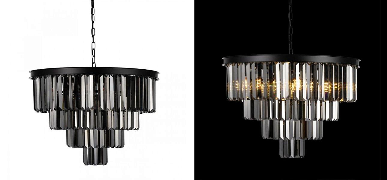 Круглая Люстра RH 1920s Odeon Black iron Four Layers Серое Стекло диаметр 60 см Круглая Люстра RH 1920s Odeon Black iron Four Layers Серое Стекло диаметр 60 см - Loft-Concept во Владивостоке