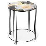 Стол журнальный круглый со столешницей из стекла Gold and Black Marble варинант исполнения - 1 | Loft Concept во Владивостоке