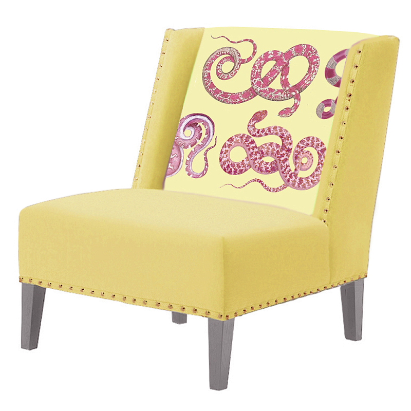 FUN Armchair Snakes yellow Дизайнерское кресло с цветным принтом Желтый FUN Armchair Snakes yellow Дизайнерское кресло с цветным принтом Желтый во Владивостоке | Loft Concept