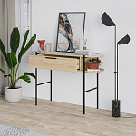 Консоль напольная деревянная с выдвижным ящиком и 2-мя полками со столешницей цвета белый мрамор OTIS CONSOLE OAK варинант исполнения - 2 | Loft Concept во Владивостоке