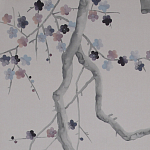 Обои ручная роспись Plum Blossom Special Colourway on Lilac Hint dyed silk варинант исполнения - 3 | Loft Concept во Владивостоке
