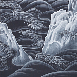 Обои ручная роспись Matsushima Waves Roka on Edo Night painted silk варинант исполнения - 2 | Loft Concept во Владивостоке