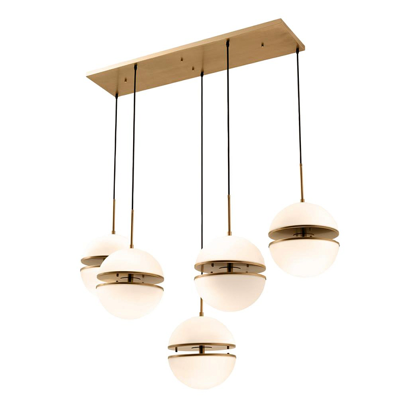 Люстра Hanging Lamp Spiridon 5 light Латунь Античная полированная Белый Люстра Hanging Lamp Spiridon 5 light Латунь Античная полированная Белый во Владивостоке | Loft Concept