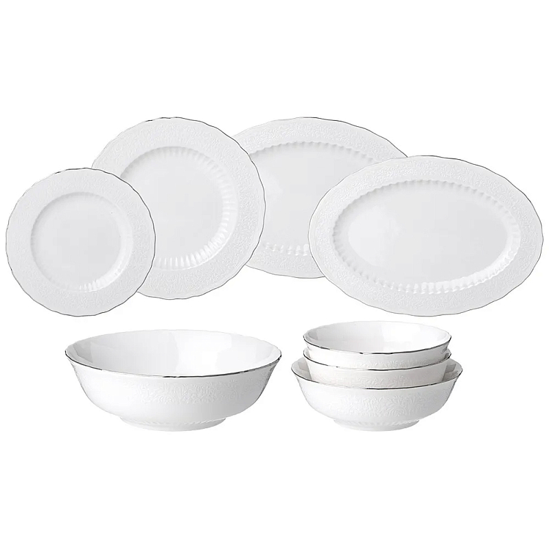 Обеденный сервиз белый из фарфора на 6 персон 23 предмета Garden Whisper Porcelain Set Белый Обеденный сервиз белый из фарфора на 6 персон 23 предмета Garden Whisper Porcelain Set Белый во Владивостоке | Loft Concept