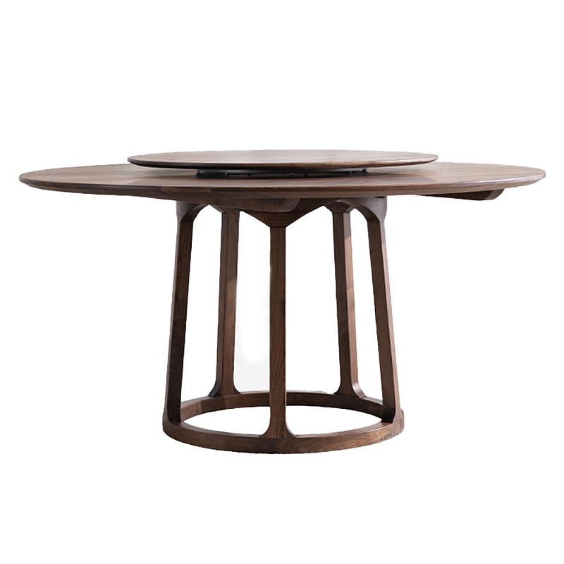 Стол обеденный круглый с поворотной столешницей Walnut Wood Table Орех Стол обеденный круглый с поворотной столешницей Walnut Wood Table Орех во Владивостоке | Loft Concept