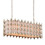 Люстра овальной формы с фактурным серебряным каркасом и тканевым абажуром Silver Honeycomb варинант исполнения - 1 | Loft Concept во Владивостоке