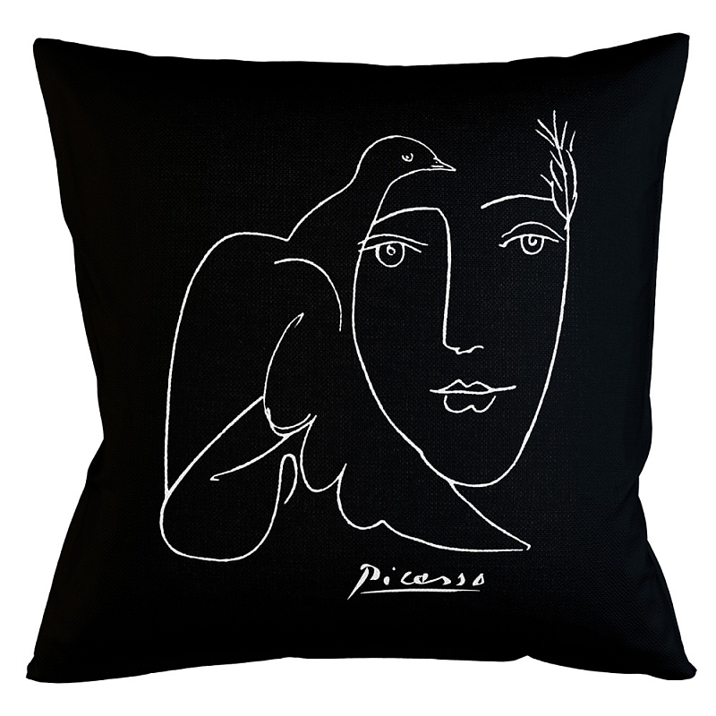 Декоративная подушка White Silhouette Dove Pillow Бежевый Черный Декоративная подушка White Silhouette Dove Pillow Бежевый Черный во Владивостоке | Loft Concept
