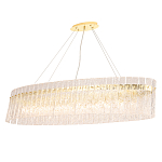 Люстра подвесная овальная с рельефными стеклянными панелями и золотым металлическим каркасом Textured Glass Chandelier варинант исполнения - 2 | Loft Concept во Владивостоке