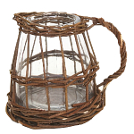 Кашпо стеклянное в плетёной корзине Mistress варинант исполнения - 1 | Loft Concept во Владивостоке
