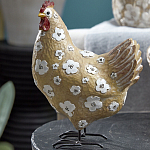 Статуэтка курица с белым цветочным узором и металлическими ножками Rustic Chicken варинант исполнения - 3 | Loft Concept во Владивостоке