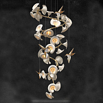 Люстра каскадная из белых цветов каллы и птичек Refined Taste of Light варинант исполнения - 1 | Loft Concept во Владивостоке