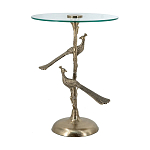Столик с круглой стеклянной столешницей и корпусом в виде двух павлинов на ветке Table Two Peacocks варинант исполнения - 4 | Loft Concept во Владивостоке