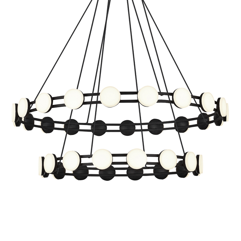 Люстра двухъярусная с круглыми светодиодными источниками света Maxine Light Черный Золотой Белый во Владивостоке | Loft Concept 