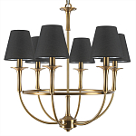 Люстра на металлическом основании бронзового цвета с 6-ю черными конусовидными абажурами Dignity варинант исполнения - 6 | Loft Concept во Владивостоке