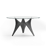 Дизайнерский круглый обеденный стол стеклянный с фигурным подстольем из цемента ARC Dining Table варинант исполнения - 8 | Loft Concept во Владивостоке