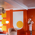 Обои ручная роспись Chez Nina by India Mahdavi Lantana colourway on Arancio dyed silk варинант исполнения - 5 | Loft Concept во Владивостоке