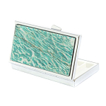 Таблетница карманная прямоугольная на 7 отделений с зеркалом и накладкой из натурального камня Амазонит Silver Stone Pillboxes варинант исполнения - 2 | Loft Concept во Владивостоке