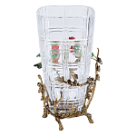 Ваза стеклянная прозрачная с бронзовым основанием в виде ветвей и фарфоровыми птичками Eden Garden варинант исполнения - 2 | Loft Concept во Владивостоке