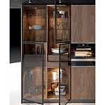 Комбинированный кухонный гарнитур сине-серого цвета с фасадом под дерево Benjamin Kitchen Set варинант исполнения - 3 | Loft Concept во Владивостоке