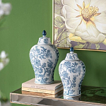 Ваза с крышкой и голубым цветочным рисунком на белом фоне Blue & White Ornament варинант исполнения - 6 | Loft Concept во Владивостоке