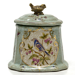 Шкатулка голубого цвета с рисунком и состаренным эффектом Eden Garden варинант исполнения - 1 | Loft Concept во Владивостоке