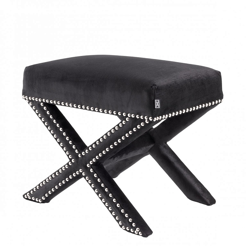 Оттоманка Eichholtz Stool Perugia Black Черный Никель Оттоманка Eichholtz Stool Perugia Black Черный Никель во Владивостоке | Loft Concept