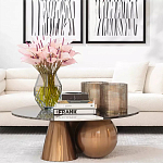 Дизайнерский журнальный стол с круглой столешницей на 3-х геометрических ножках Lehumod варинант исполнения - 4 | Loft Concept во Владивостоке