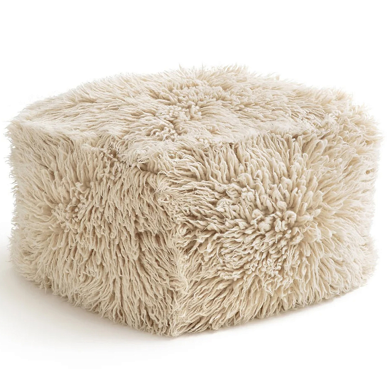 Пуф из шерсти Berthe Fluffy Pouf Бежевый во Владивостоке | Loft Concept 