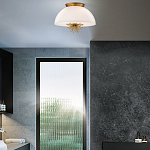 Подвесной светильник золотого цвета с полусферическим опаловым плафоном и декоративным элементом Elstead Lighting варинант исполнения - 9 | Loft Concept во Владивостоке