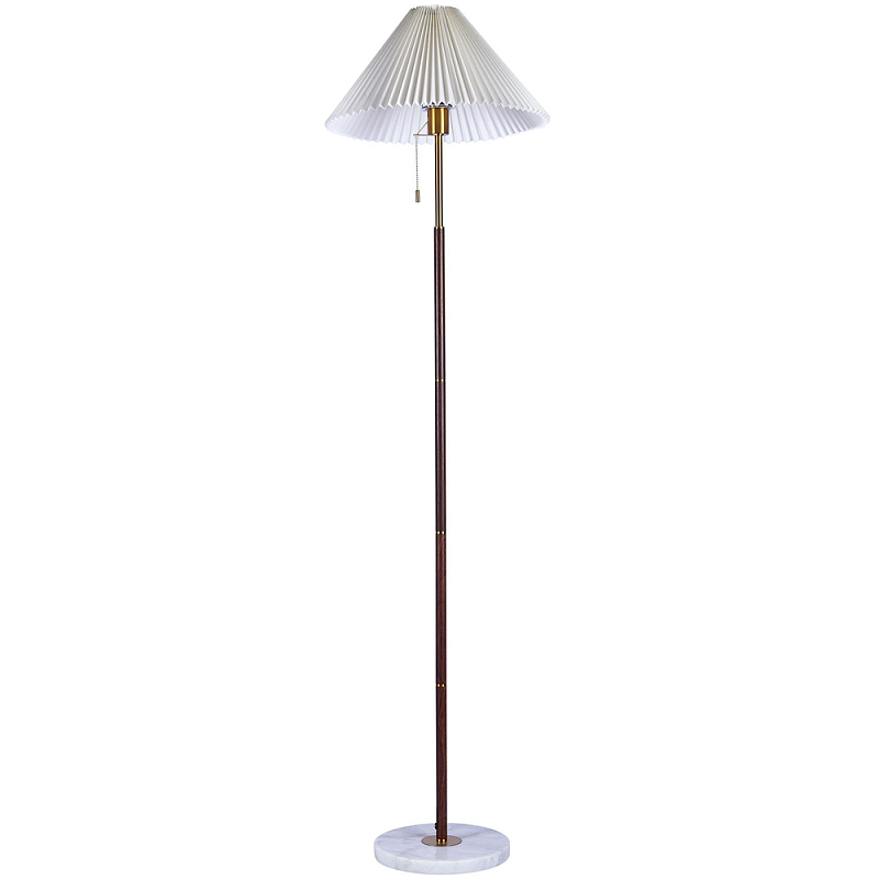 Торшер с плиссированным белым абажуром Pleated White Floor Lamp Белый Коричневый Белый Мрамор Bianco Латунь Торшер с плиссированным белым абажуром Pleated White Floor Lamp Белый Коричневый Белый Мрамор Bianco Латунь во Владивостоке | Loft Concept