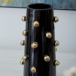 Ваза черная цилиндрическая с глянцевым покрытием и золотыми декоративными элементами Molecule Collection варинант исполнения - 2 | Loft Concept во Владивостоке