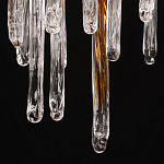 Люстра линейная золотого цвета с декоративными ветвями и длинными стеклянными подвесками в форме сосулек Droplet Chandelier варинант исполнения - 9 | Loft Concept во Владивостоке