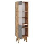 Шкаф-витрина с фасадом цвета серый бетон и стеклянной дверкой Grace of Furniture варинант исполнения - 2 | Loft Concept во Владивостоке