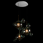 Люстра подвесная с прозрачными бирюзовыми стеклянными шарами и круглым основанием 3 лампы Giopato & Coombes варинант исполнения - 4 | Loft Concept во Владивостоке