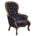 Кресло с мягкой обивкой из черного велюра на 4-х деревянных ножках Evelyn Classical Armchair варинант исполнения - 1 | Loft Concept во Владивостоке
