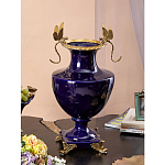 Ваза темно-синего цвета из фарфора с бронзовыми стрекозами Eden Garden porcelain and bronze варинант исполнения - 3 | Loft Concept во Владивостоке