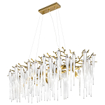 Люстра подвесная прямоугольная с бронзовыми акцентами и прозрачными стеклянными каплями Droplet Chandelier варинант исполнения - 3 | Loft Concept во Владивостоке