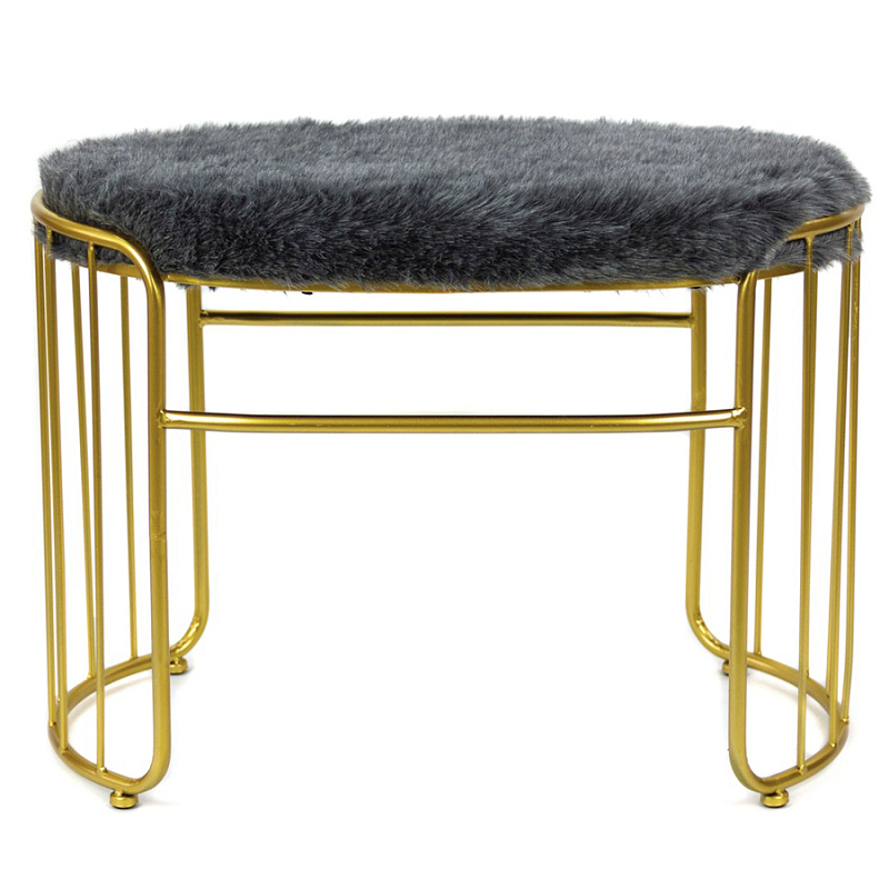 Банкетка Fur Pillow Gray Серый Золотой во Владивостоке | Loft Concept 