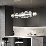 Подвесной светильник линейный с прозрачными стеклянными шарами разного диаметра Eurofase варинант исполнения - 16 | Loft Concept во Владивостоке