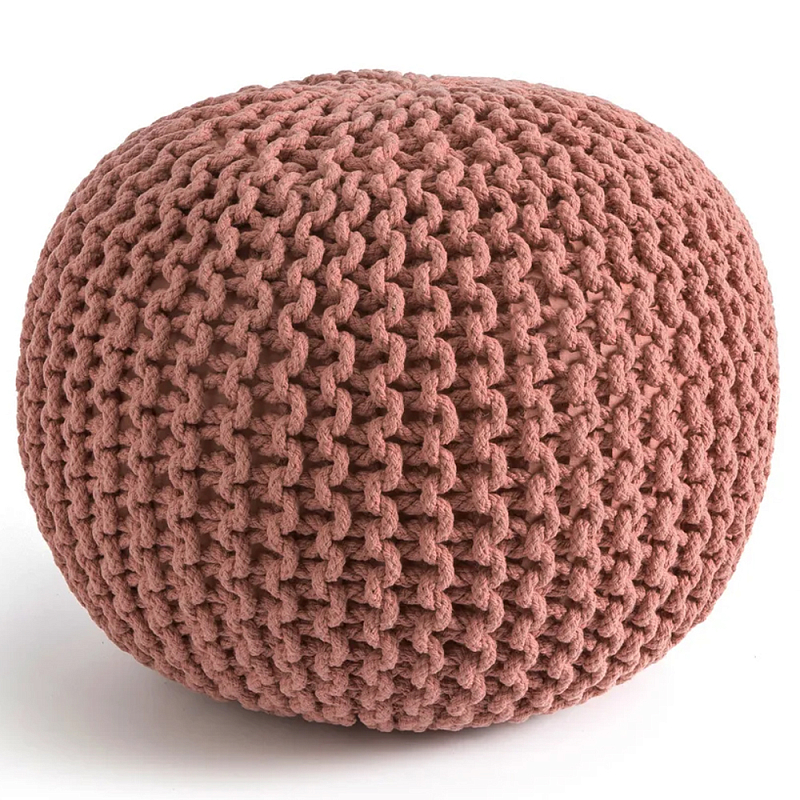Круглый вязаный пуф Pink Knitted Ball Pouf Розовый Круглый вязаный пуф Pink Knitted Ball Pouf Розовый во Владивостоке | Loft Concept