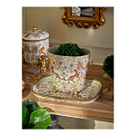 Кашпо с растительным и животным орнаментом на бронзовых ножках Turquoise Blooming Garden варинант исполнения - 6 | Loft Concept во Владивостоке