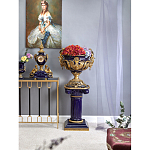 Чаша темно-синего цвета с фигурками ангелов и рельефным декором Eden Garden porcelain and bronze варинант исполнения - 7 | Loft Concept во Владивостоке